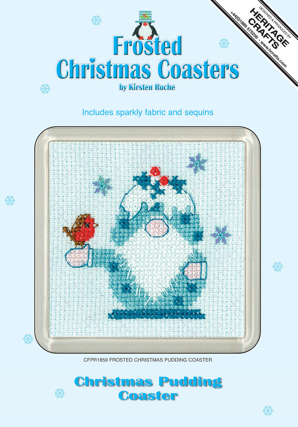 Christmas Pudding frosted cross stitch coaster kit - CFPR1859