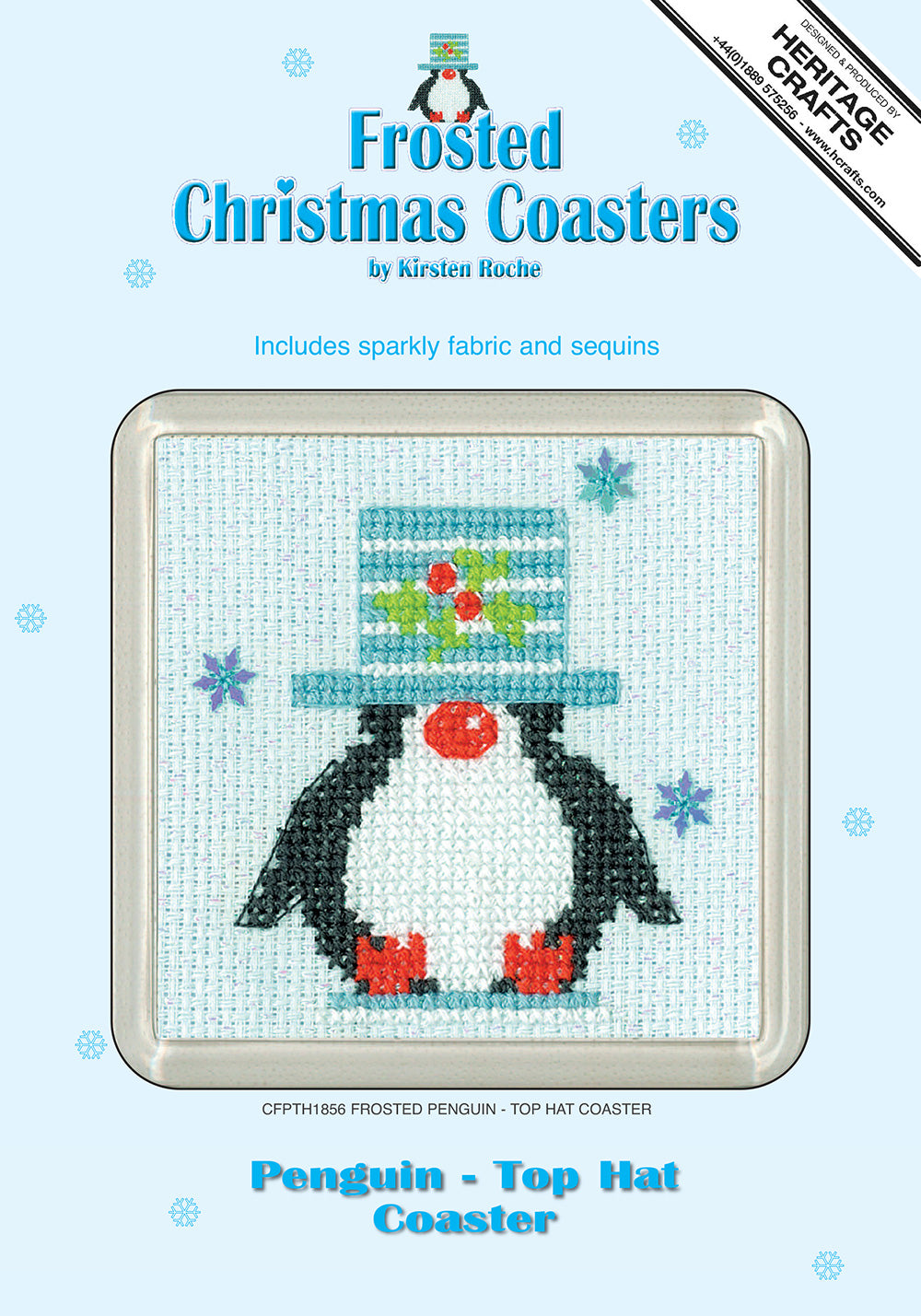 Penguin Top Hat frosted cross stitch coaster kit - CFPTH1856