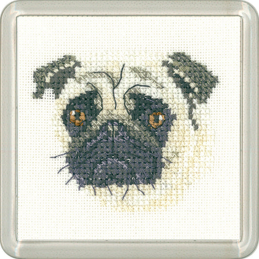 Little Friends Pug Coaster cross stitch kit - CFPU1391