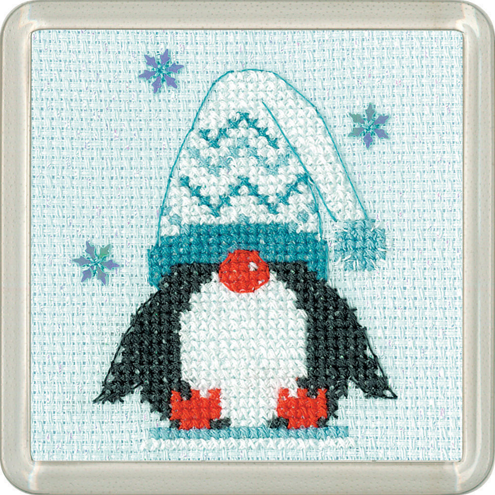 Penguin Woolly Hat frosted cross stitch coaster kit - CFPWH1855