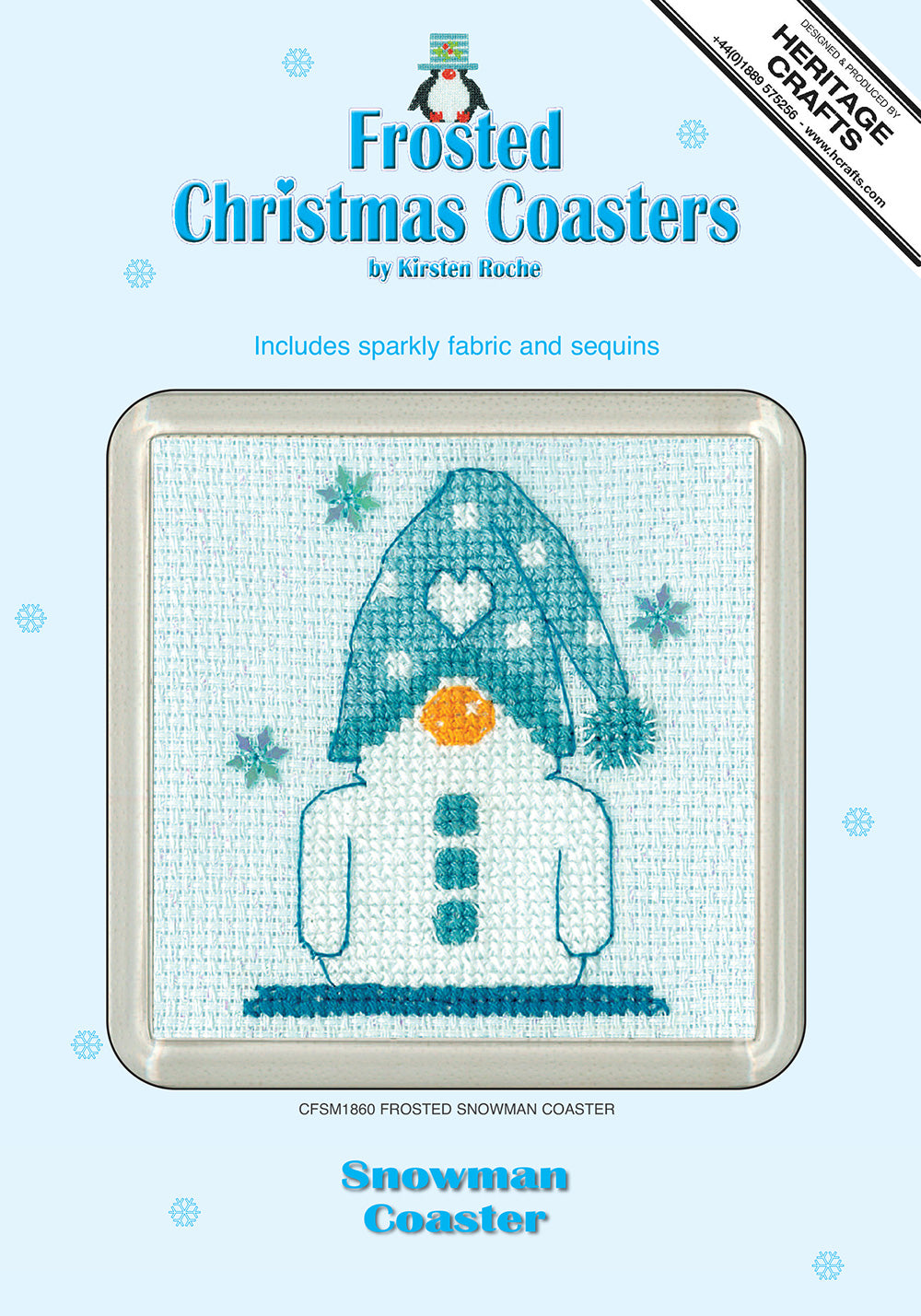 Snowman frosted cross stitch coaster kit - CFSM1860