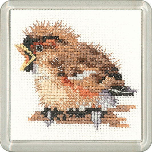 Little Friends Sparrow coaster cross stitch kit - CFSP1192