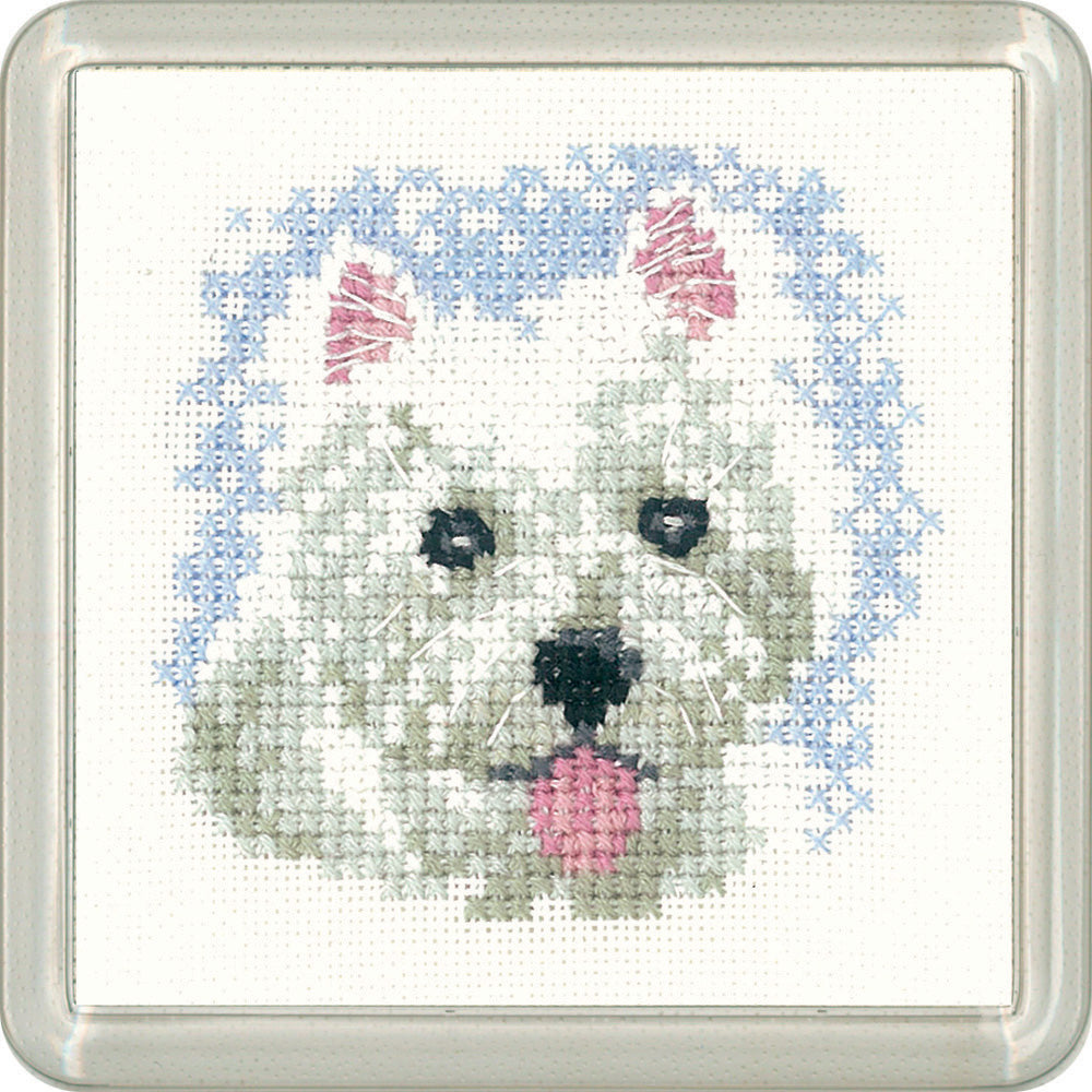 Little Friends Westie Puppy coaster cross stitch kit - CFWP1262