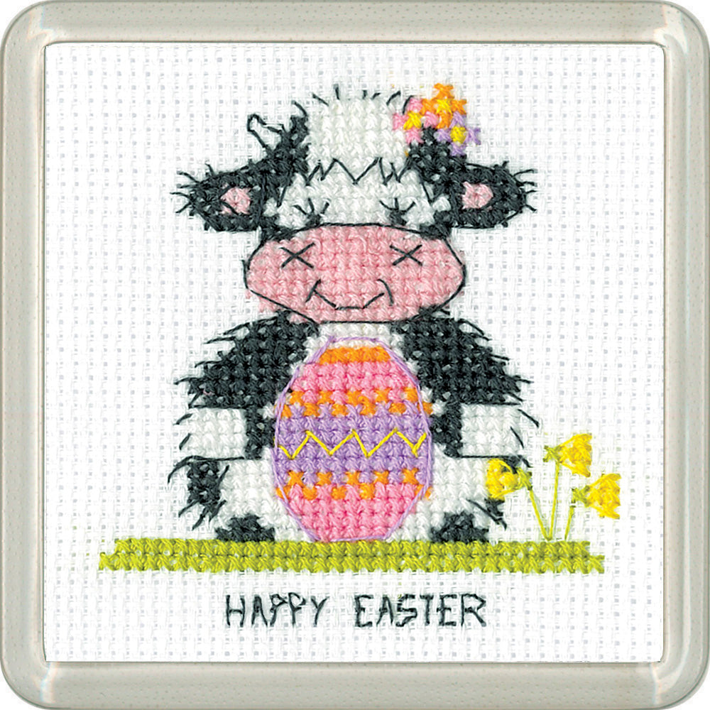 Milkshake the Cow Easter cross stitch coaster kit - CMEA1889