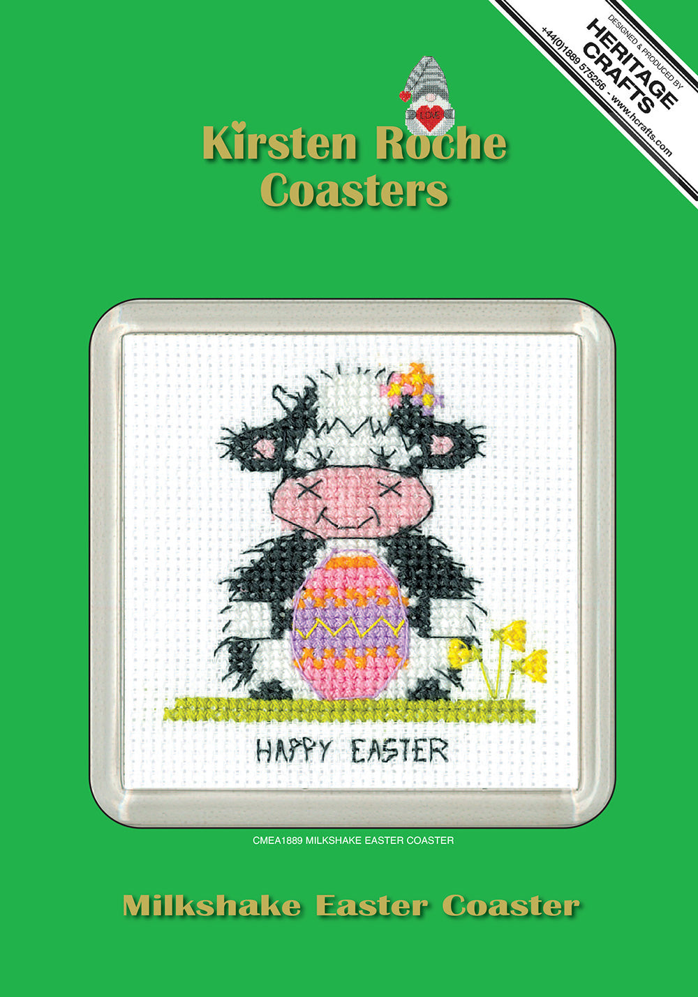 Milkshake the Cow Easter cross stitch coaster kit - CMEA1889