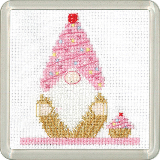 Gonk Cupcake cross stitch coaster kit - COCC1875