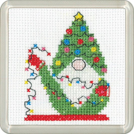 Gonk Christmas Lights cross stitch coaster kit - COCL1865