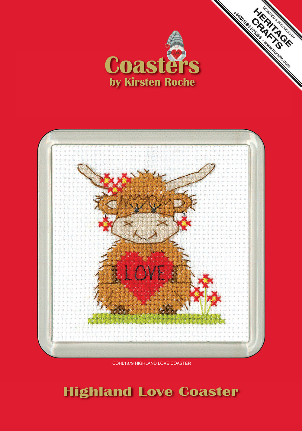 Highland Love cross stitch coaster kit - COHL1879