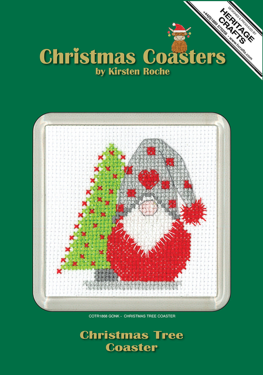 Gonk Christmas Tree cross stitch coaster kit - COTR1868