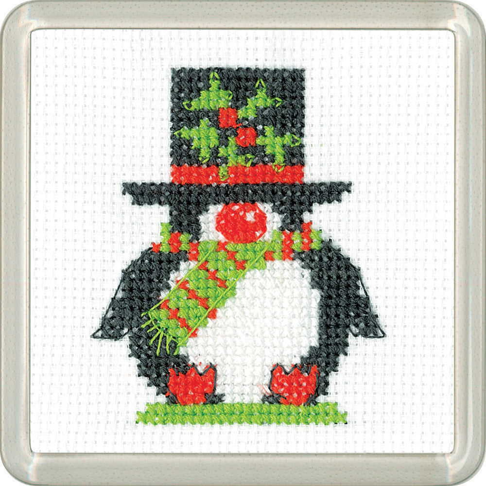 Penguin Top Hat cross stitch coaster kit - CPTH1870