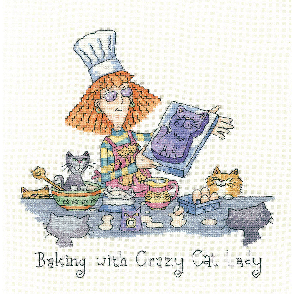 Baking With Crazy Cat Lady cross stitch chart pack - CRBL1298C