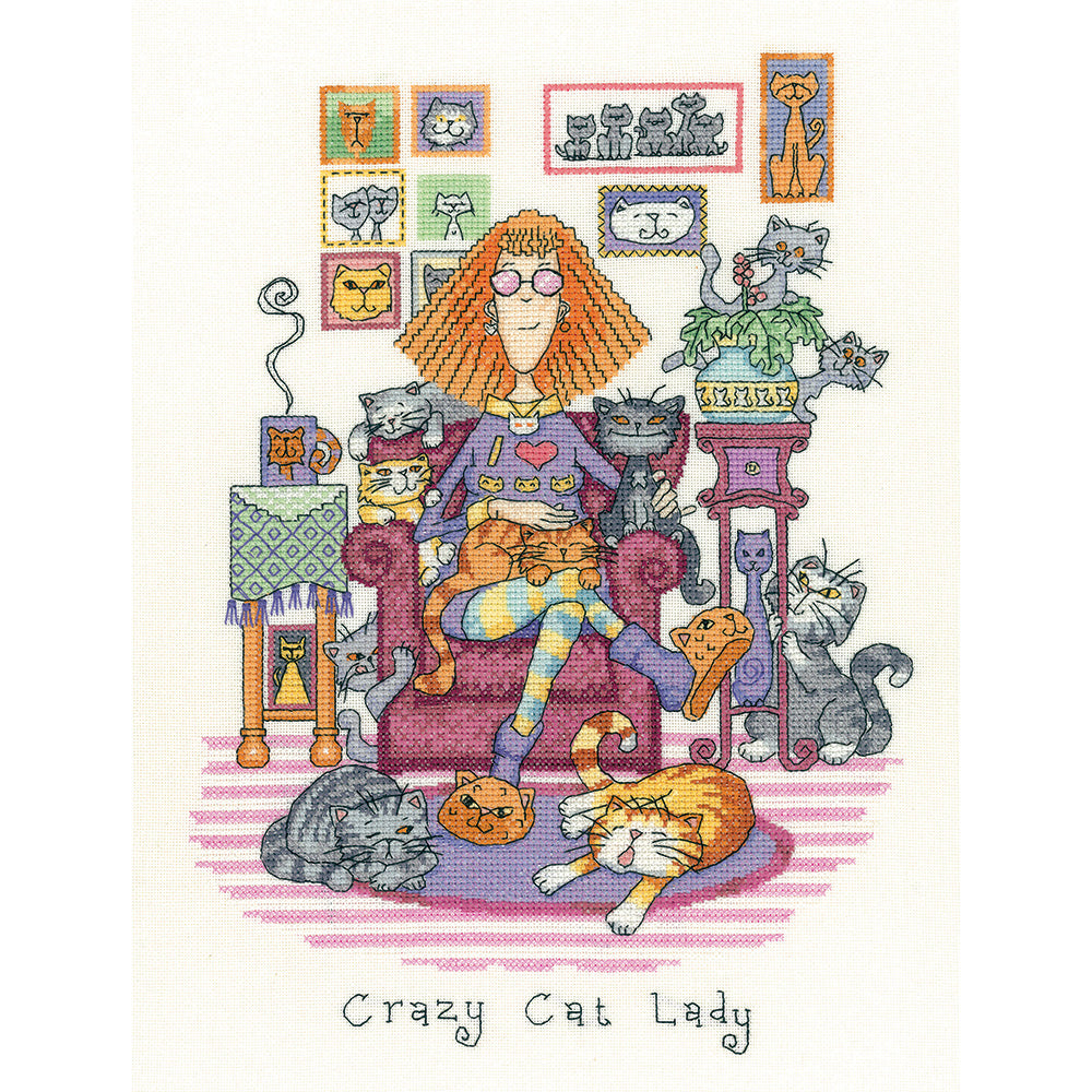 Crazy Cat Lady cross stitch kit - CRCL1229