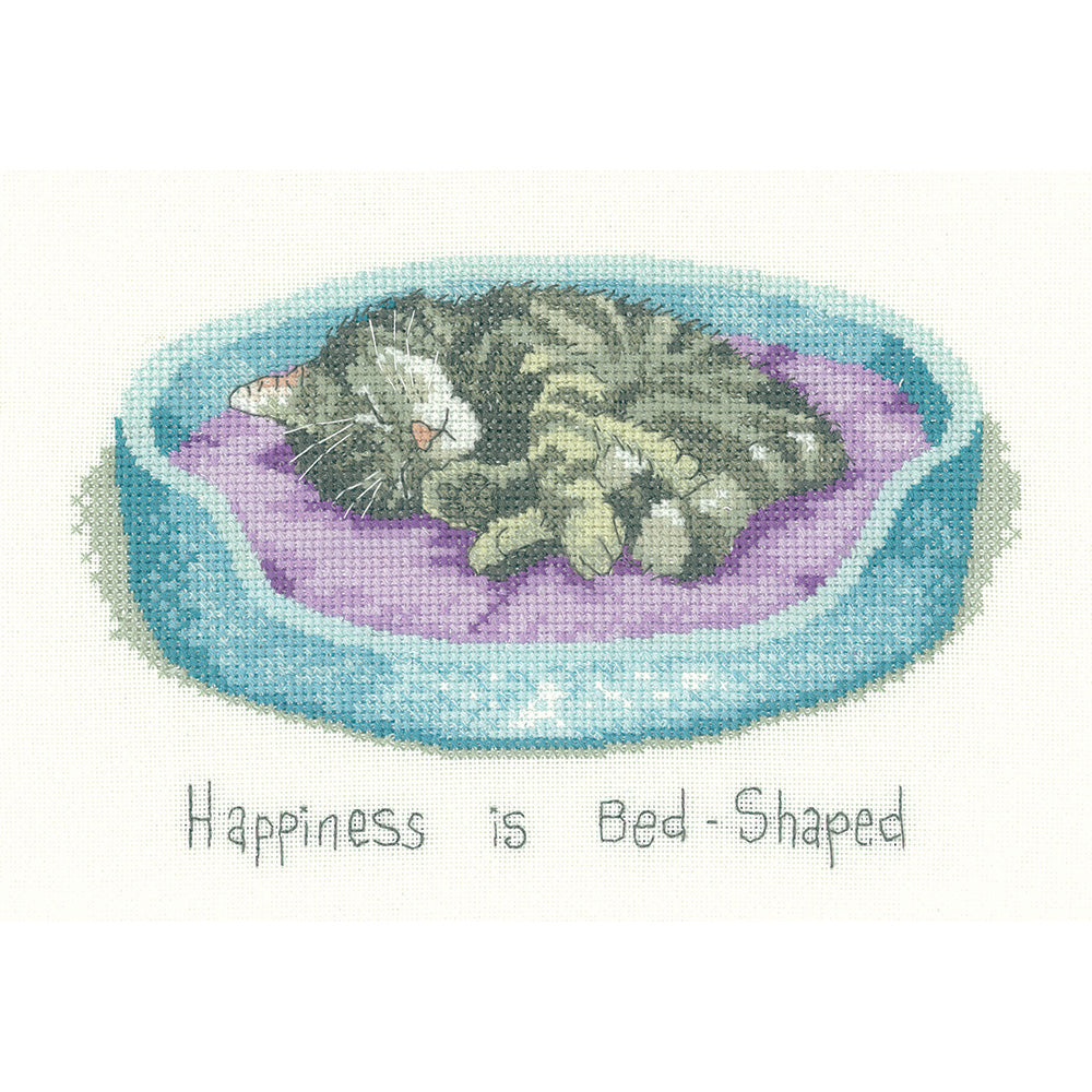 Happiness is Bed-Shaped cross stitch chart pack - CRHB1139C