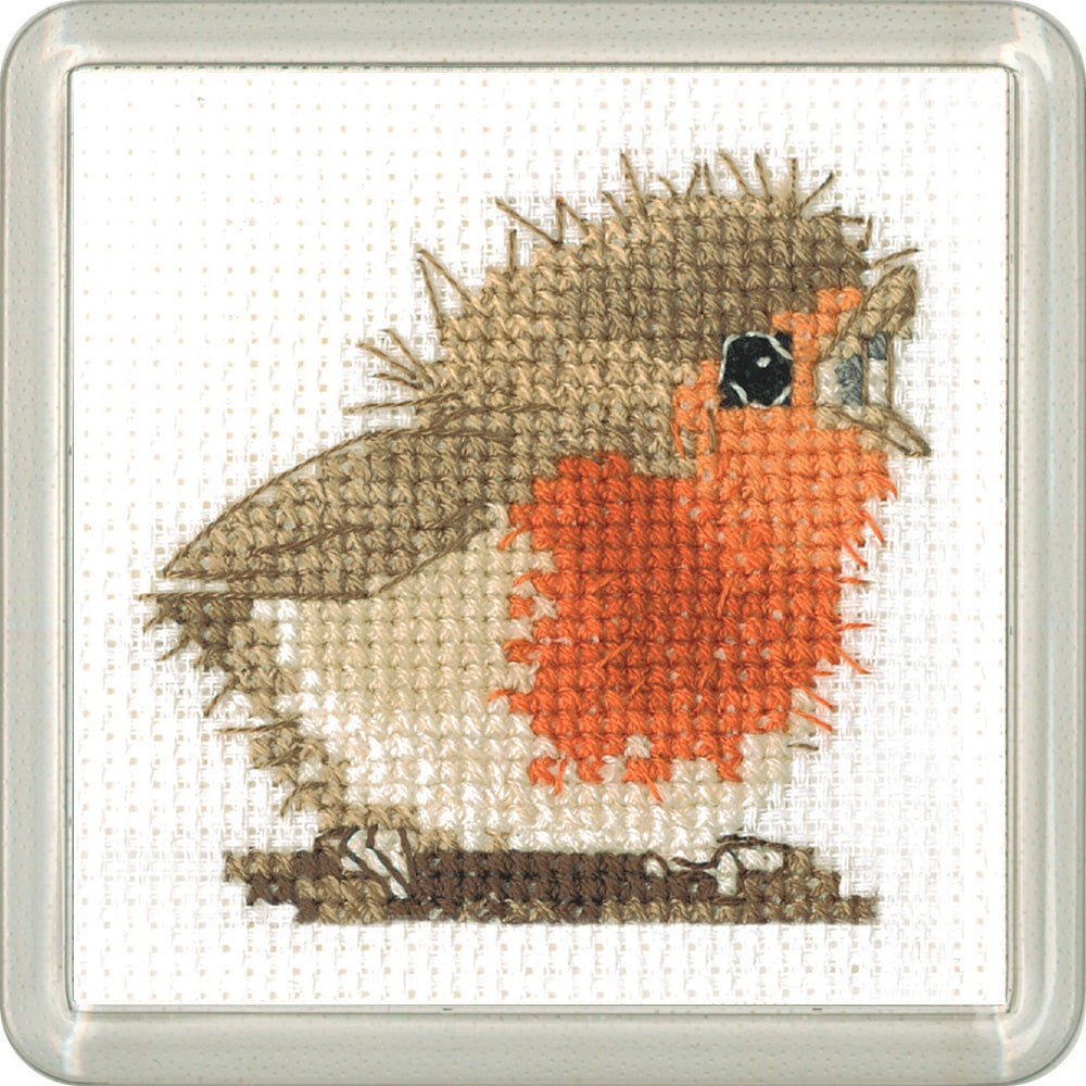 Reggie Robin cross stitch coaster kit - ECRE1665