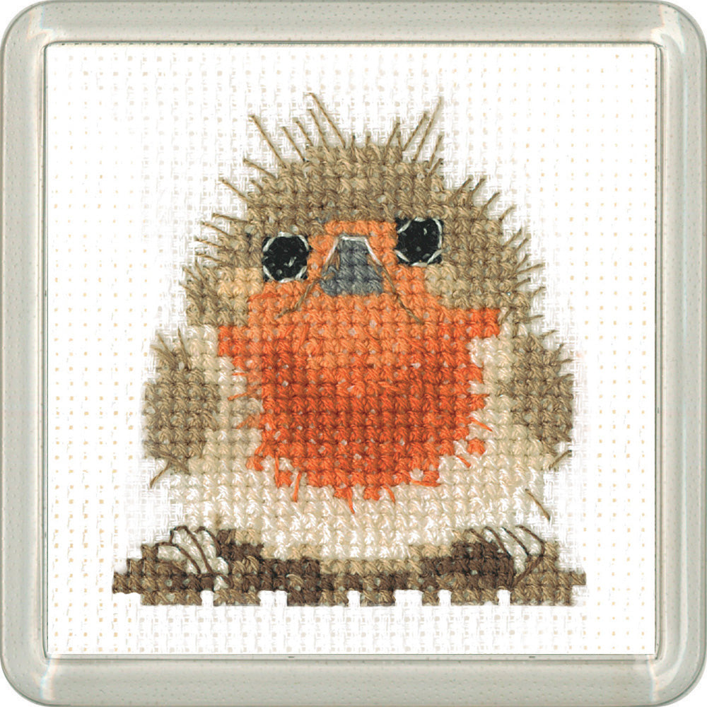 Rufus Robin cross stitch coaster kit - ECRU1666