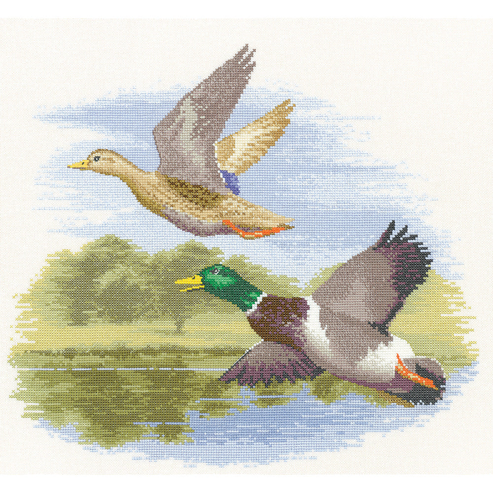 Mallard Ducks in Flight cross stitch chart pack - FFDF651C