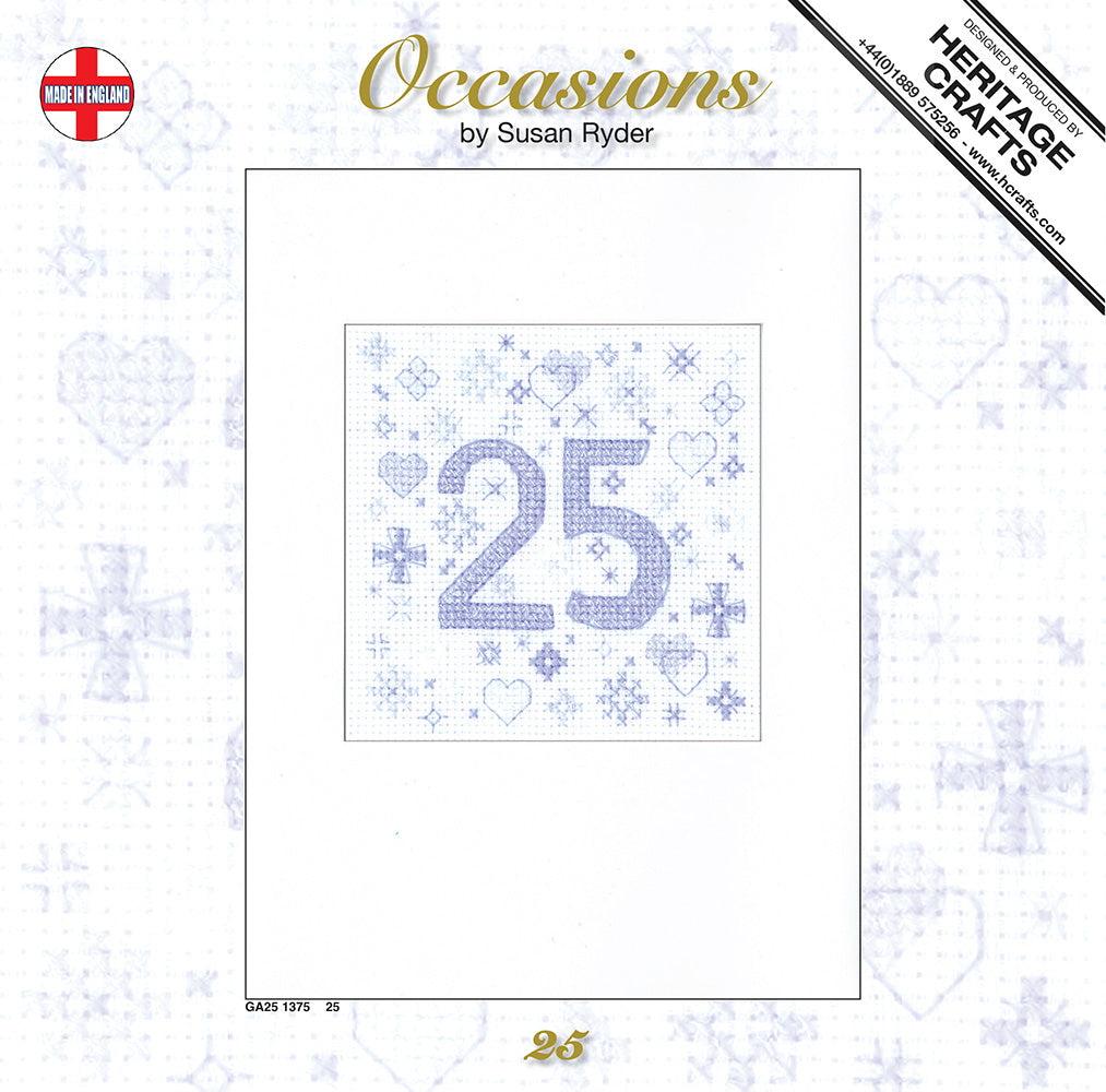 Occasions 25th Greetings Card cross stitch kit - GA251375