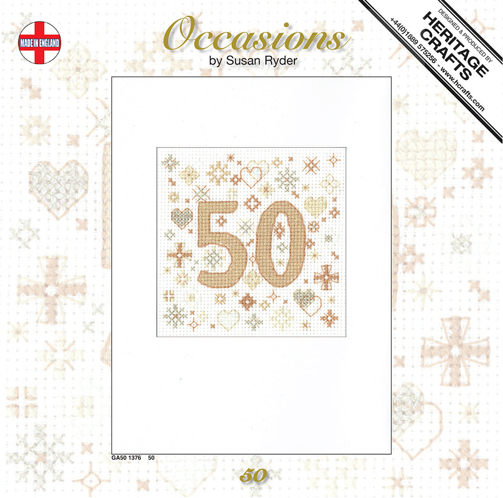 Occasions 50th Greetings Card cross stitch kit - GA501376