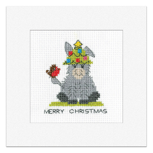 Donkey - Tree Hat Greeting Card cross stitch kit - GATH1920