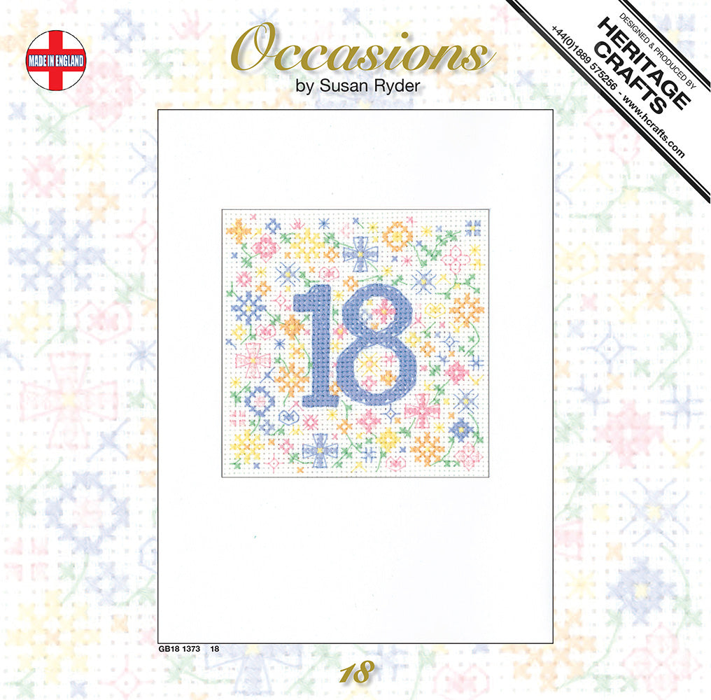 Occasions 18th Birthday Card cross stitch kit - GB181373