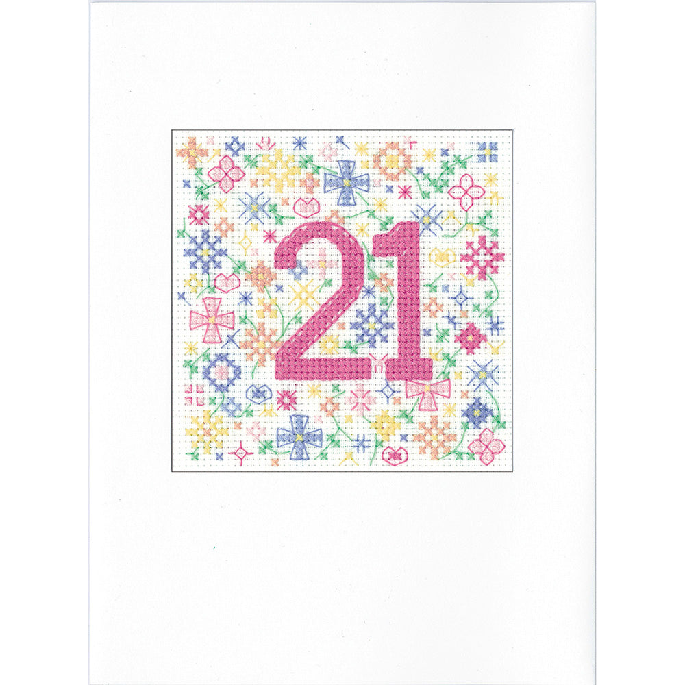 Occasions 21st Birthday Card cross stitch kit - GB211374