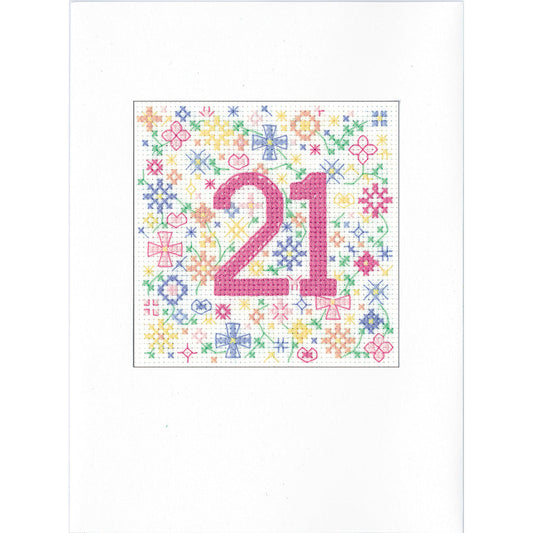 Occasions 21st Birthday Card cross stitch kit - GB211374