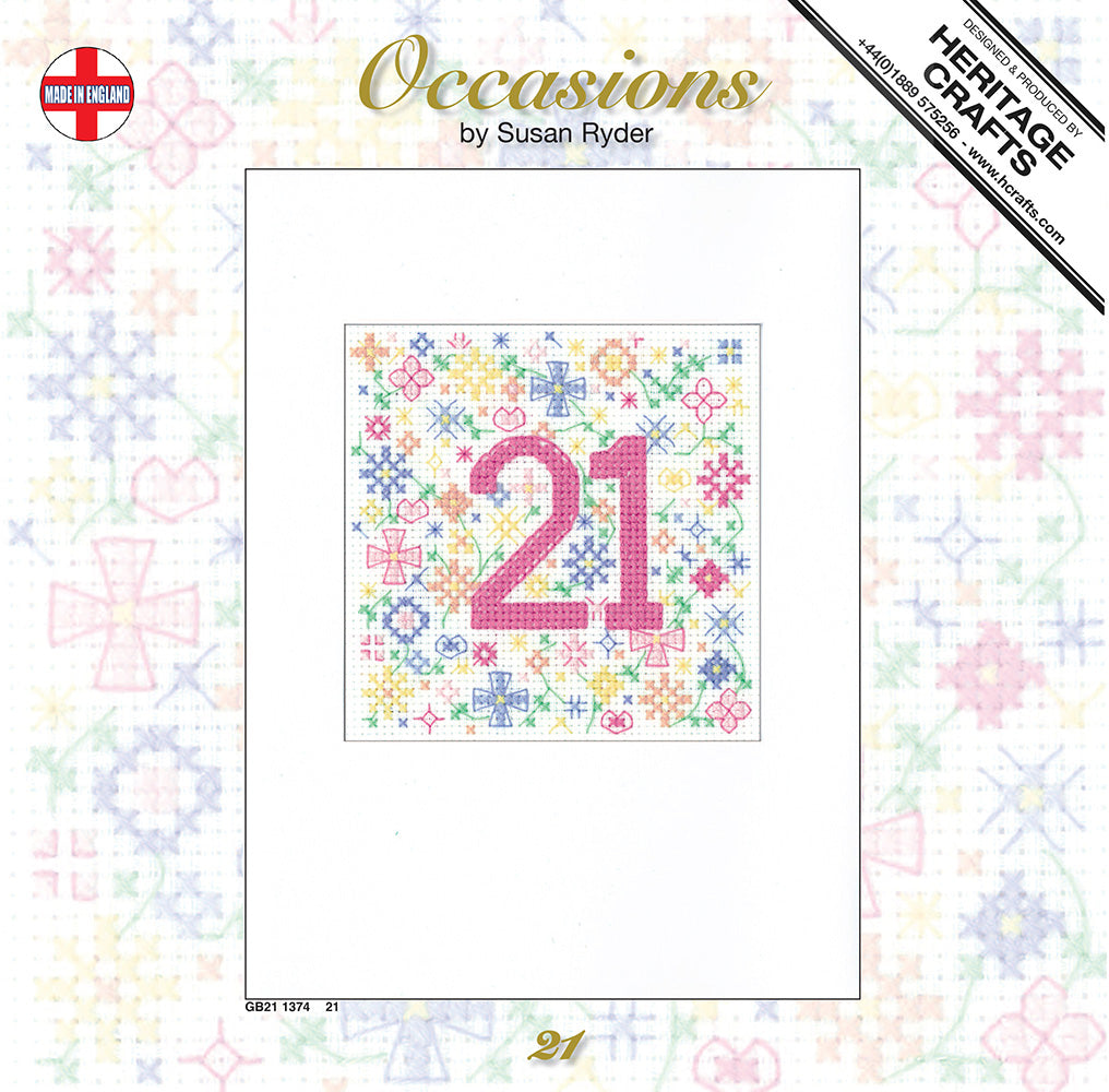 Occasions 21st Birthday Card cross stitch kit - GB211374