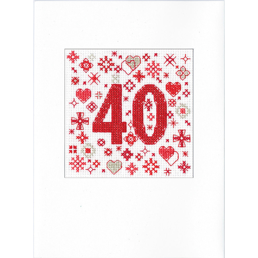 Occasions 40th Greetings Card cross stitch kit - GB401834