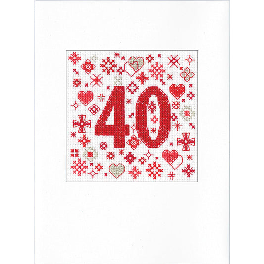 Occasions 40th Greetings Card cross stitch kit - GB401834