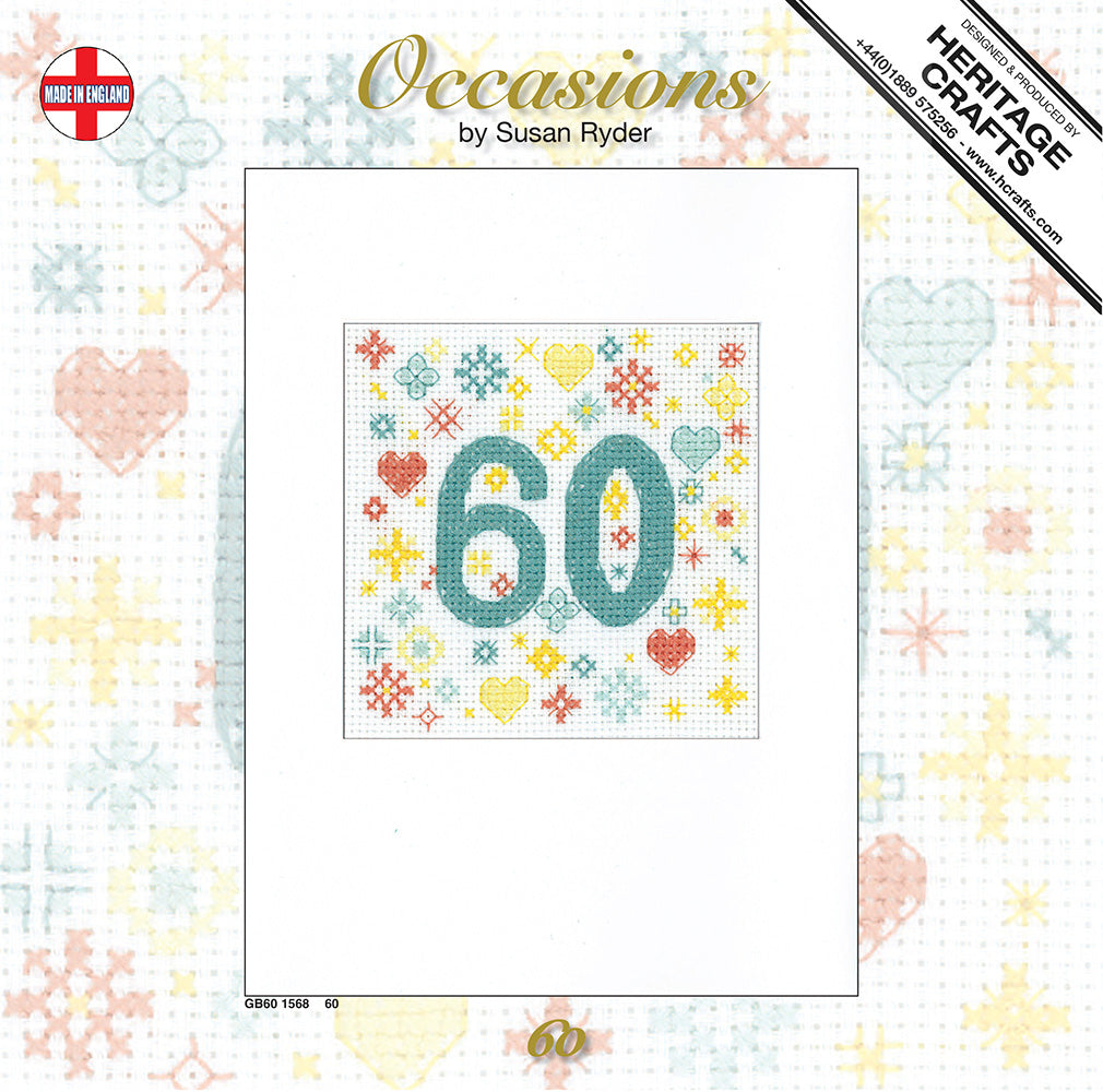 Occasions 60th Greetings Card cross stitch kit - GB601568