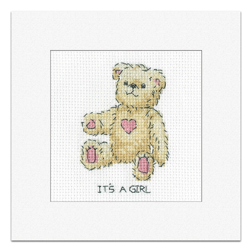 It's a Girl Baby Birth Celebration Card cross stitch kit - GCTG1716