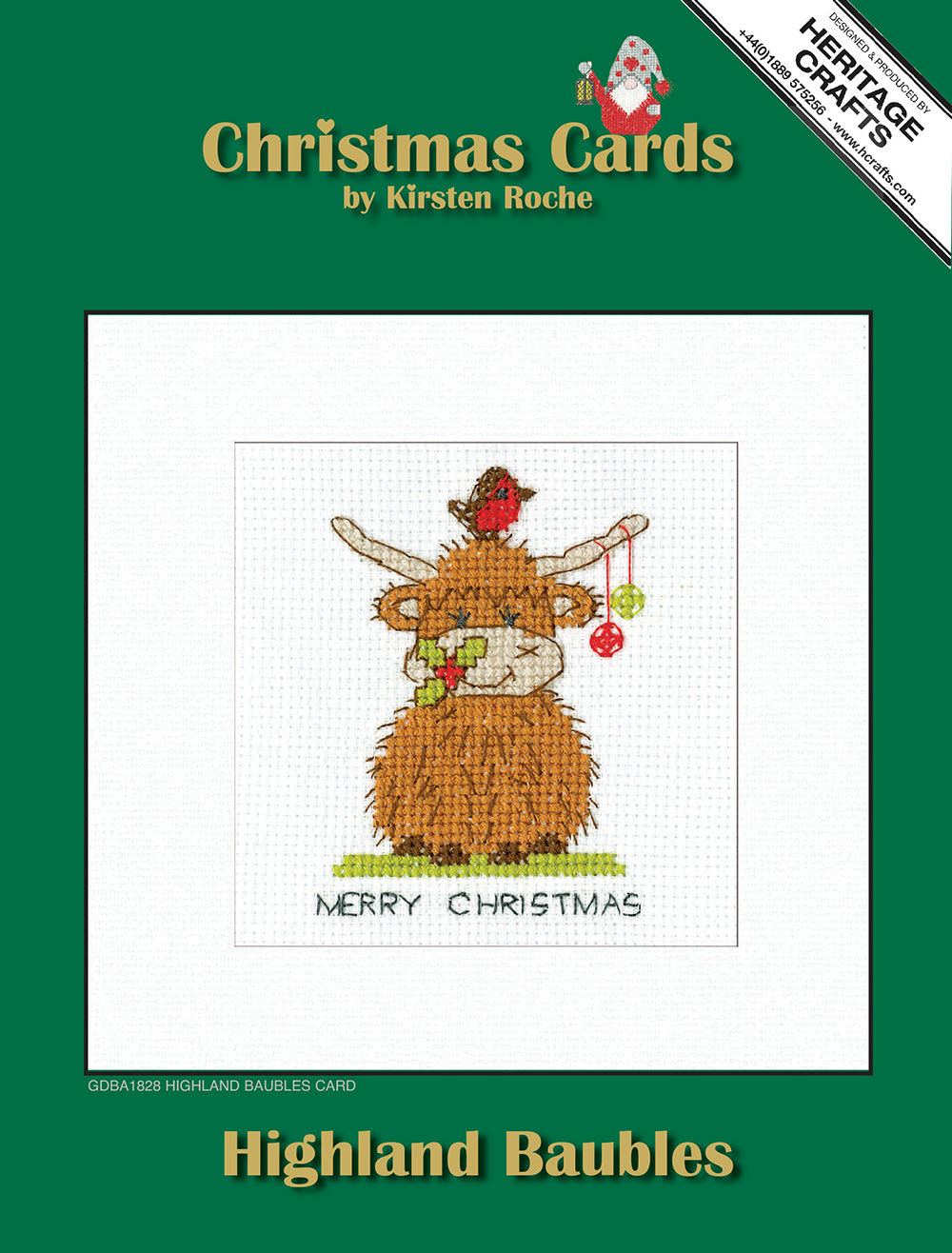 Highland Baubles Christmas Card cross stitch kit - GDBA1828