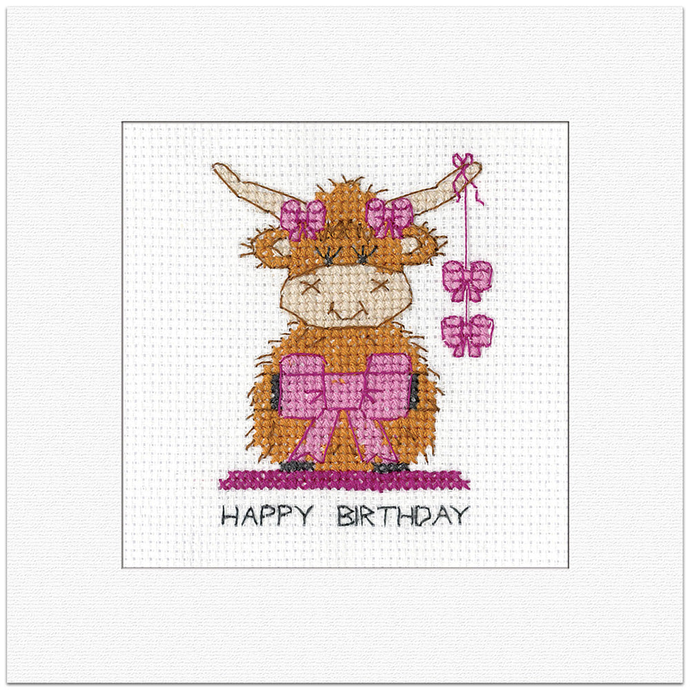 Highland Birthday Bow Greeting Card cross stitch kit - GDBB1970