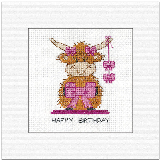 Highland Birthday Bow Greeting Card cross stitch kit - GDBB1970