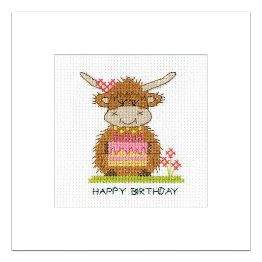 Highland Birthday Cake Greeting Card cross stitch kit - GDBC1882