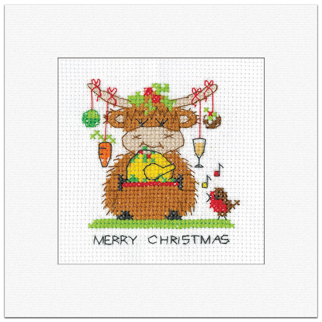 Highland Christmas Dinner Christmas Card cross stitch kit - GDCD1948