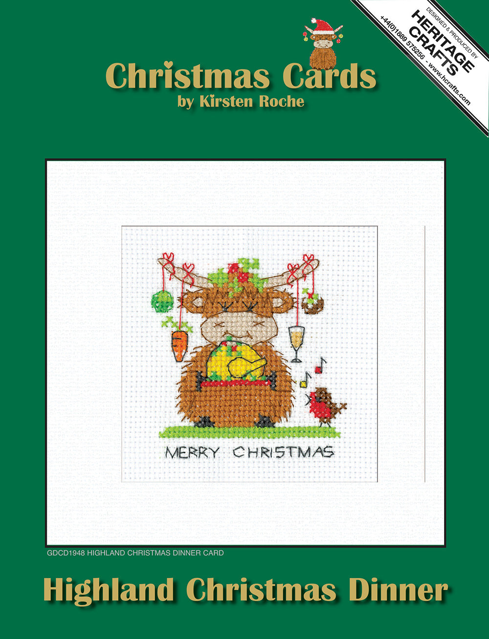 Highland Christmas Dinner Christmas Card cross stitch kit - GDCD1948