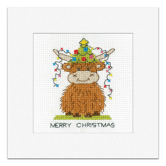 Highland Christmas Lights Christmas Card cross stitch kit - GDCL1827