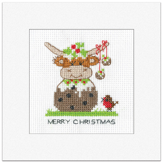 Highland Christmas Pudding Christmas Card cross stitch kit - GDCP1949