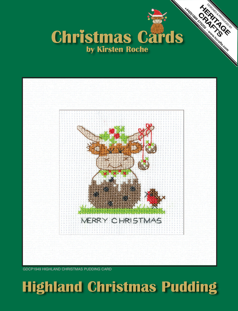 Highland Christmas Pudding Christmas Card cross stitch kit - GDCP1949