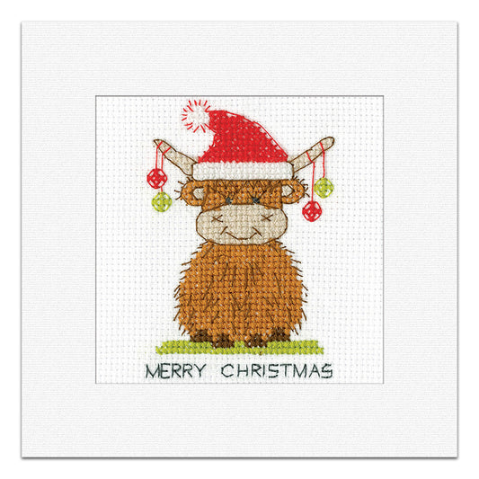 Highland Santa Christmas Card cross stitch kit - GDHS1825