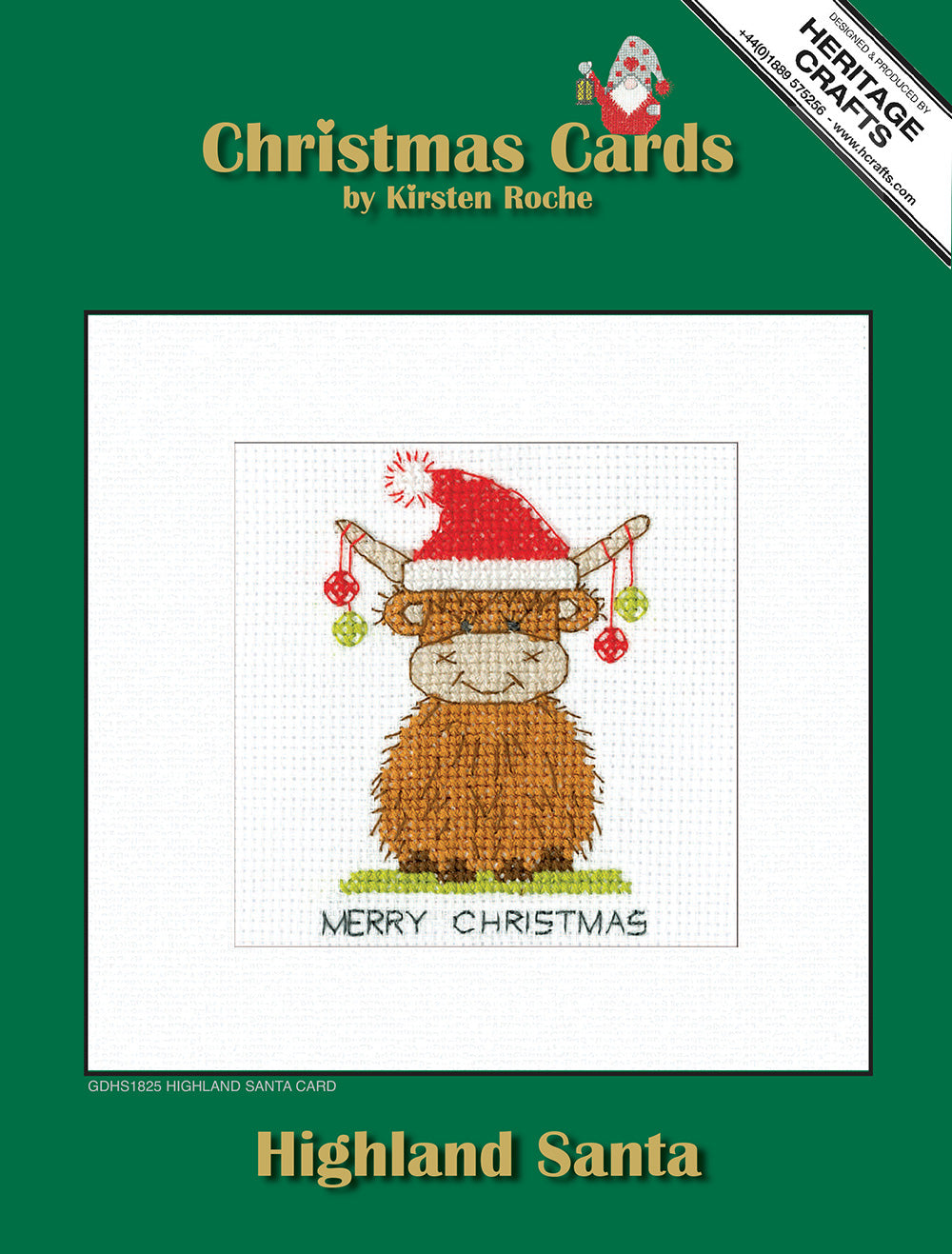 Highland Santa Christmas Card cross stitch kit - GDHS1825