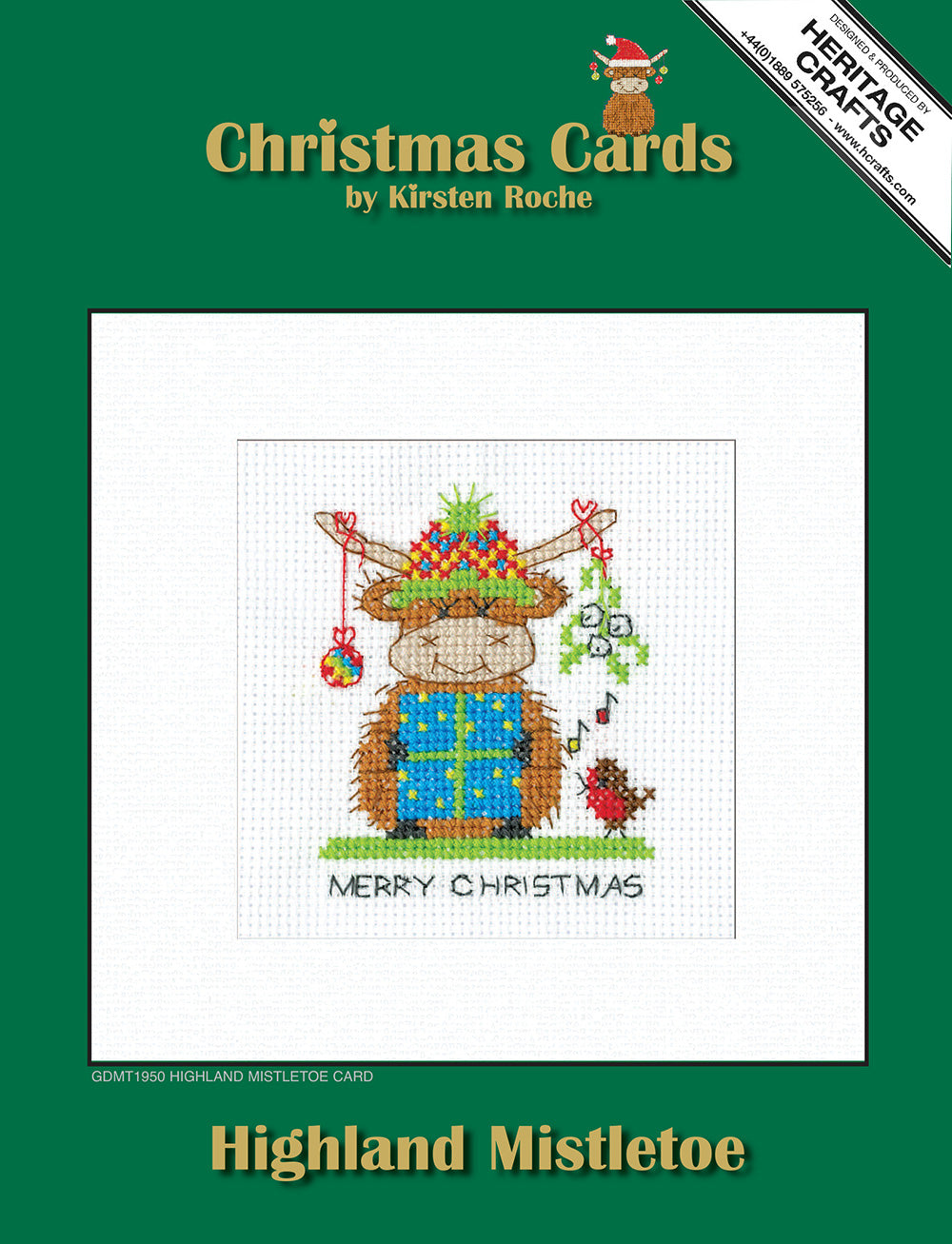 Highland Mistletoe Christmas Card cross stitch kit - GDMT1950