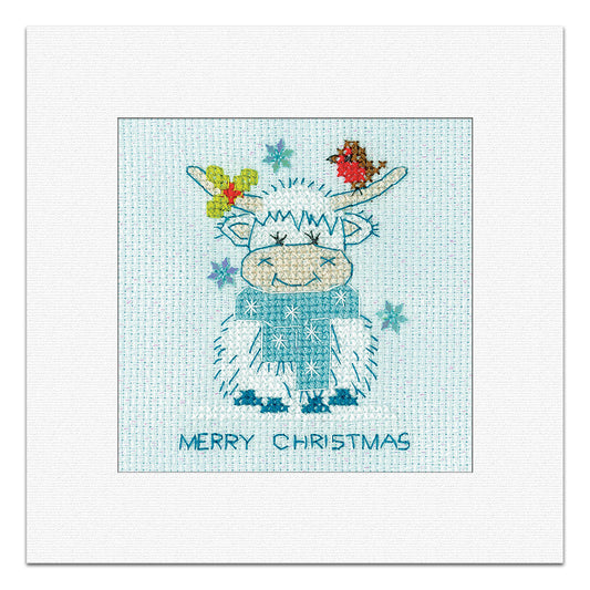 Frosted Highland Scarf Christmas Card cross stitch kit - GFDSC1853