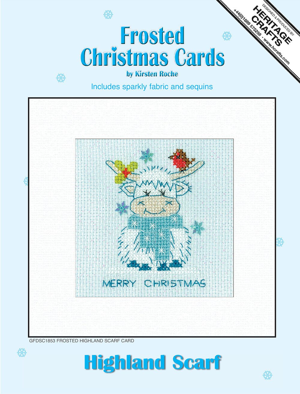 Frosted Highland Scarf Christmas Card cross stitch kit - GFDSC1853