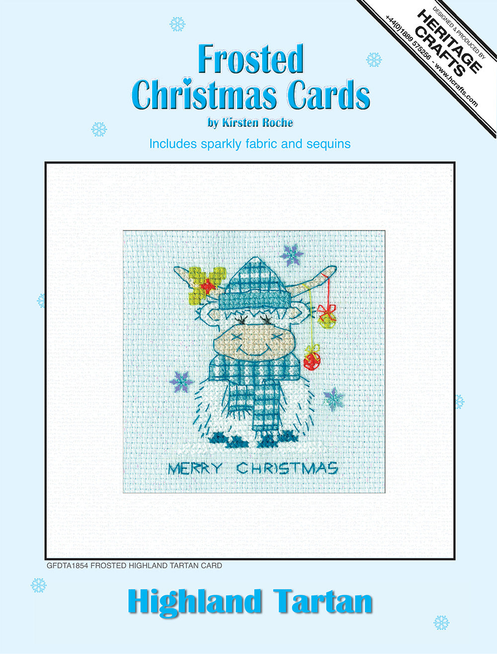 Frosted Highland Tartan Christmas Card cross stitch kit - GFDTA1854