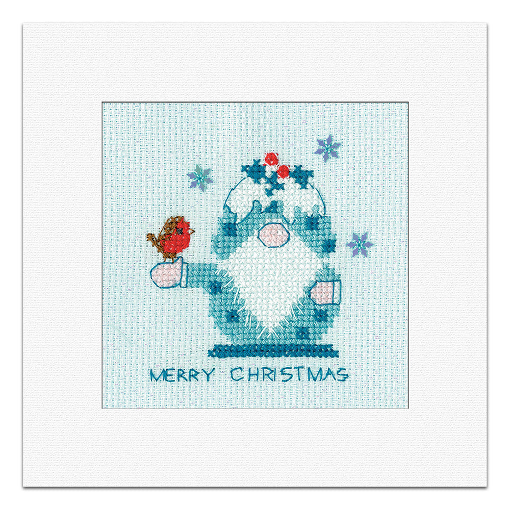 Frosted Christmas Pudding Christmas Card cross stitch kit - GFPR1851