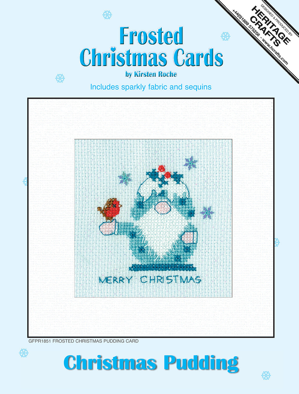 Frosted Christmas Pudding Christmas Card cross stitch kit - GFPR1851