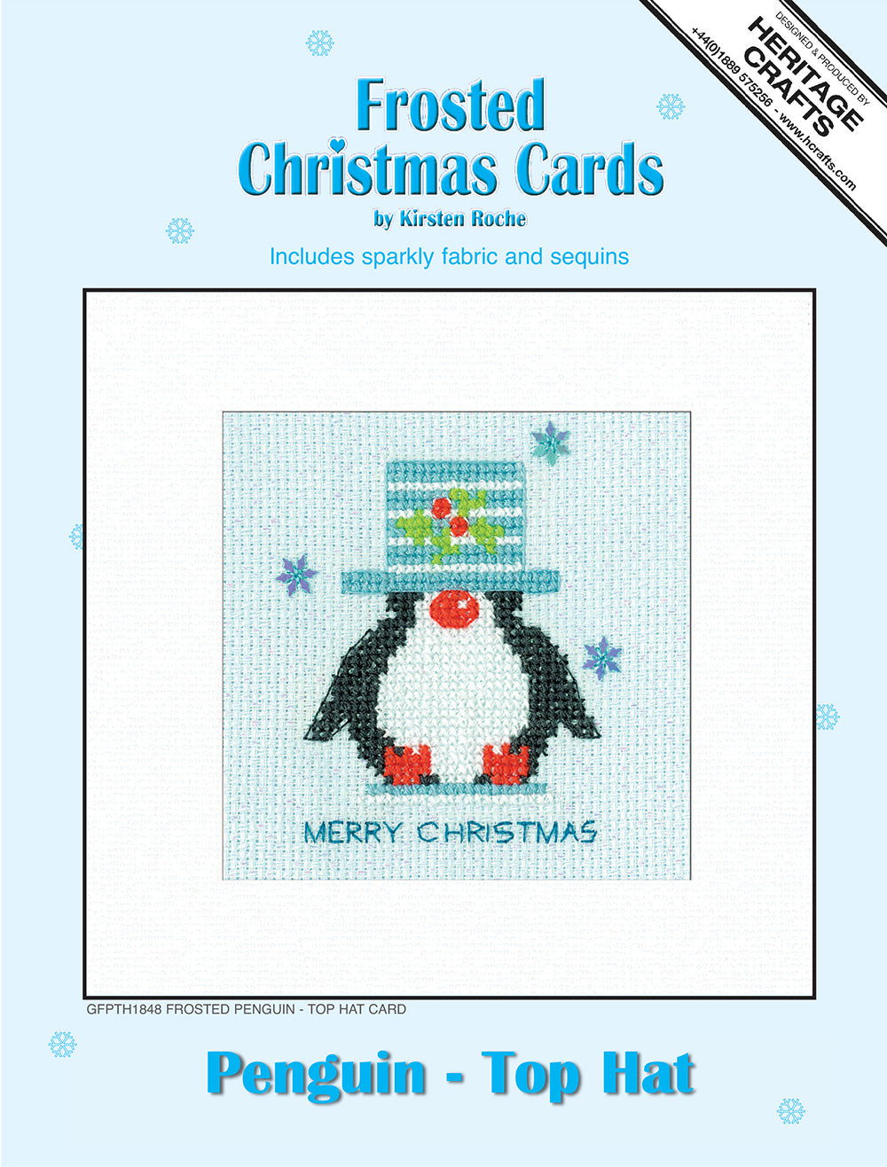 Frosted Penguin Top Hat Christmas Card cross stitch kit - GFPTH1848