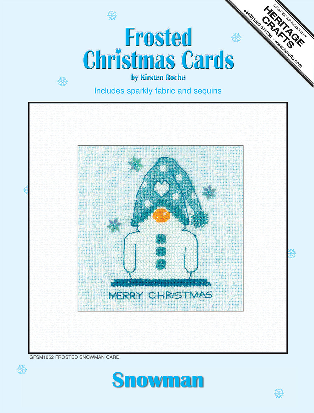 Frosted Snowman Christmas Card cross stitch kit - GFSM1852